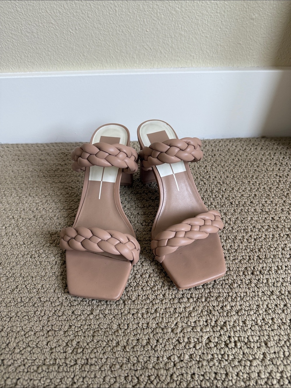Dolce Vita Blush Braided Two-Strap Slide Heels